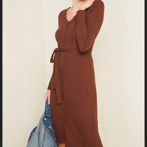 Burgundy Old Navy Rib Knit Midi Dress